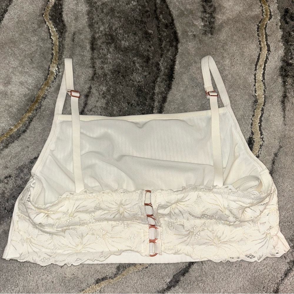 Aerie Ribbed Lace Back Ivory Bralette Sz XL